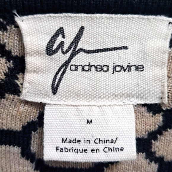 Andrea Jovine Black/Cream Open Sweater Cardigan. Size Medium - Picture 7 of 9